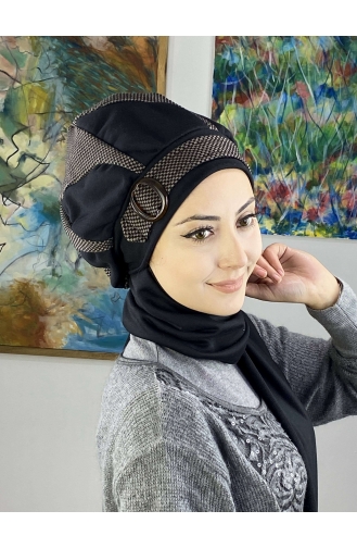 Dark Brown Ready to wear Turban 23KASTB33-01