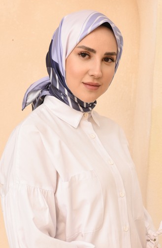 Twill Scarf 2317AGV-03 Lilac Navy Blue 2317AGV-03