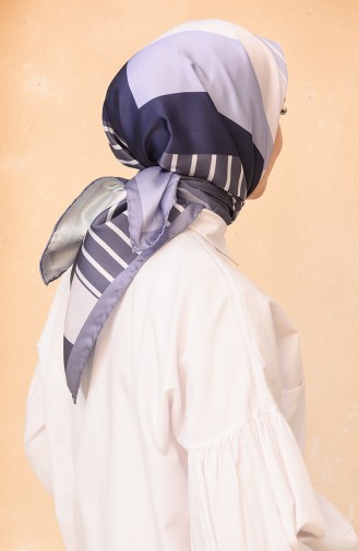 Twill Scarf 2317AGV-03 Lilac Navy Blue 2317AGV-03