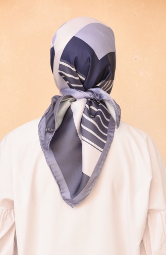 Twill Scarf 2317AGV-03 Lilac Navy Blue 2317AGV-03