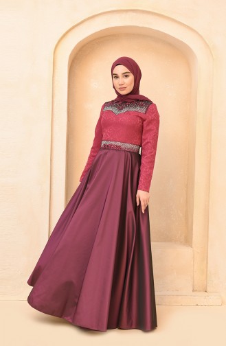 Zwetschge Hijab-Abendkleider 1096-02