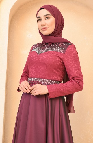 Zwetschge Hijab-Abendkleider 1096-02