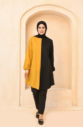 Tunique 1706-01 Noir Moutarde 1706-01