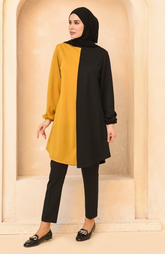 Tunique 1706-01 Noir Moutarde 1706-01