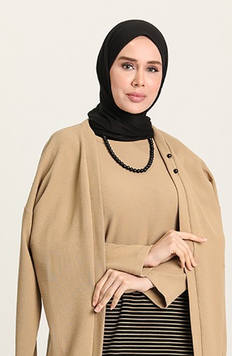 Triko Hırka Elbise İkili Takım 61656-01 Camel
