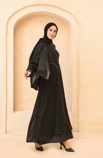 Black Hijab Evening Dress 0475-01