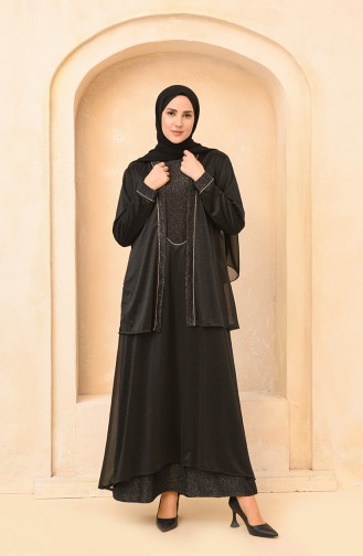 Black Hijab Evening Dress 0475-01