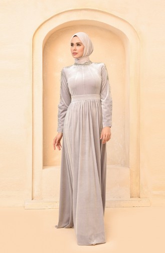 Grau Hijab Kleider 61648-01