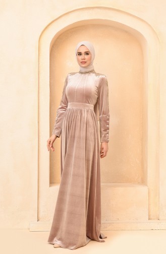 Milk Coffee Hijab Dress 61648-02