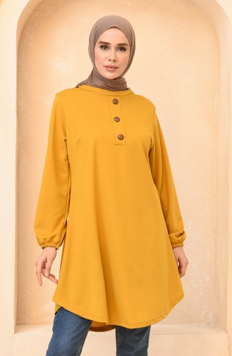 Önü Düğmeli Tunik 1712-01 Hardal