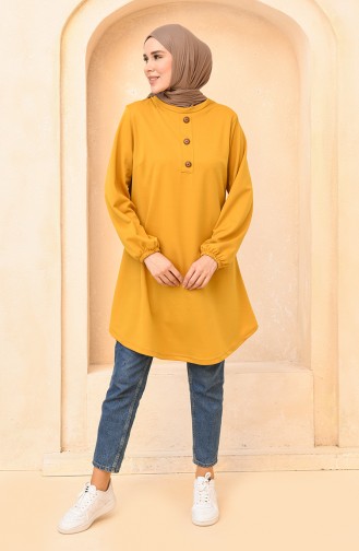 Önü Düğmeli Tunik 1712-01 Hardal