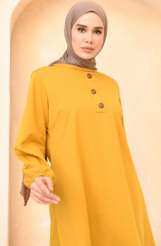 Önü Düğmeli Tunik 1712-01 Hardal