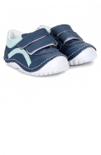 Kiko Kids Teo A102 100 Deri Cırtlı Erkekkız Çocuk Ayakkabı Mavi