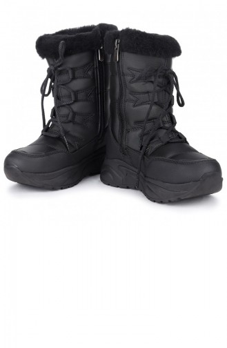 Kiko Twg 7455 Kışlık İçi Termal Kürklü Kız Çocuk Ayakkabı Kar Botu Siyah Siyah