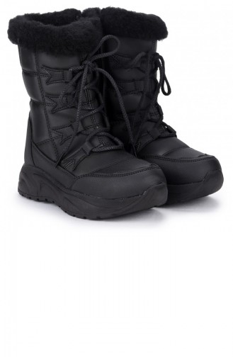 Kiko Twg 7455 Kışlık İçi Termal Kürklü Kız Çocuk Ayakkabı Kar Botu Siyah Siyah