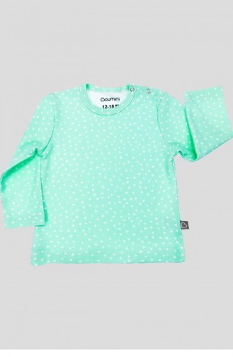 Boumini Bebek Ve Çocuk Pijama Takımı Üçgenler Mint