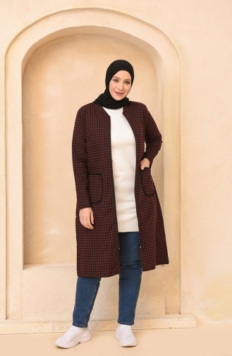 Kazayağı Desenli Cepli Kap 6538-02 Bordo
