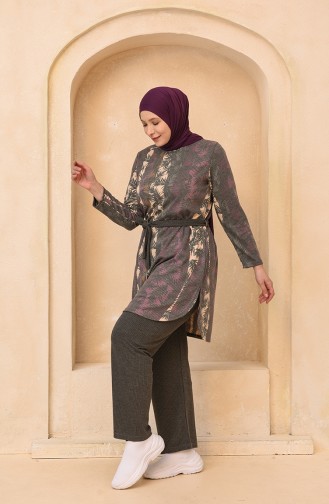 Büyük Beden Tunik Pantolon İkili Takım 2604-01 Mürdüm