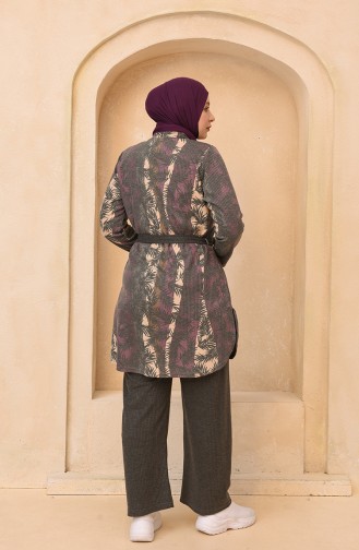 Büyük Beden Tunik Pantolon İkili Takım 2604-01 Mürdüm