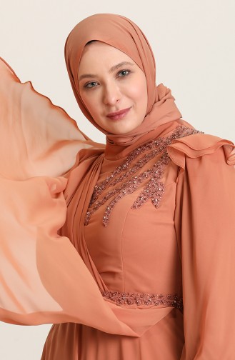 Onion Peel Hijab Evening Dress 3408-03