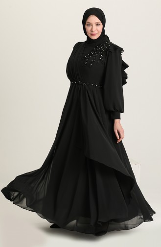Schwarz Hijab-Abendkleider 3408-05