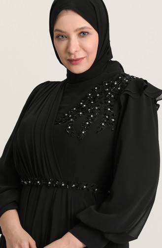 Black Hijab Evening Dress 3408-05