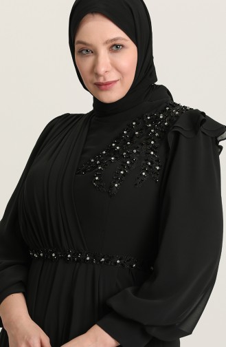 Schwarz Hijab-Abendkleider 3408-05