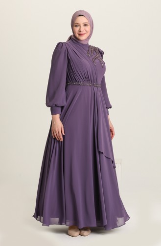 Violet Hijab Evening Dress 3408-06