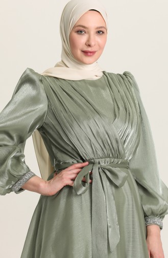 Unreife Mandelgrün Hijab-Abendkleider 4919-01