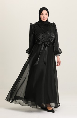 Black Hijab Evening Dress 4919-03