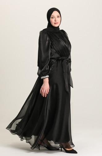 Black Hijab Evening Dress 4919-03