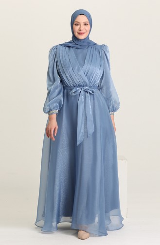 Indigo Hijab-Abendkleider 4919-05