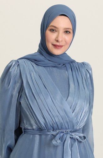Indigo Hijab-Abendkleider 4919-05