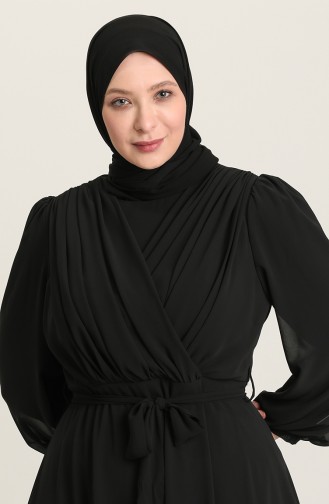 Black Hijab Evening Dress 6020-05