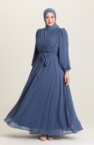 Indigo Hijab Evening Dress 6020-08