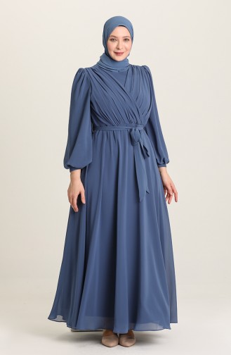 Indigo Hijab-Abendkleider 6020-08
