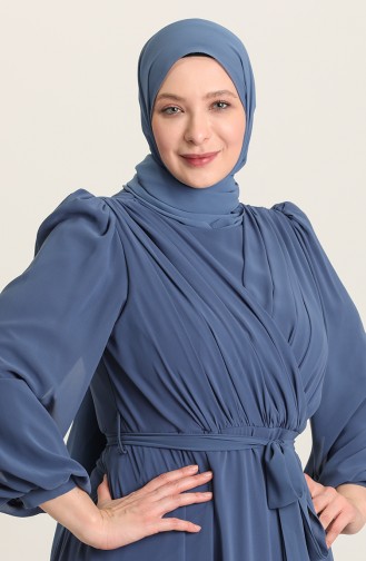 Indigo Hijab Evening Dress 6020-08