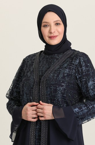 Dunkelblau Hijab-Abendkleider 6372-02