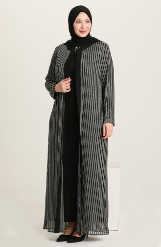 Black Hijab Evening Dress 6376-01