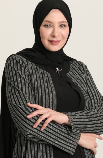 Black Hijab Evening Dress 6376-01