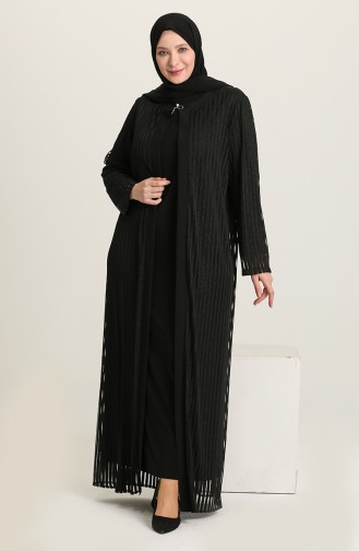 Schwarz Hijab-Abendkleider 6376-02
