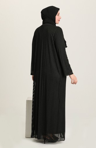 Schwarz Hijab-Abendkleider 6376-02