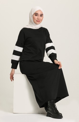 Schwarz Hijab Kleider 3215-01