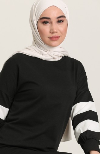 Schwarz Hijab Kleider 3215-01