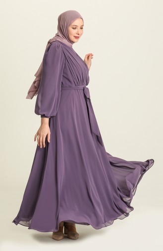 Violet Hijab Evening Dress 6020-07