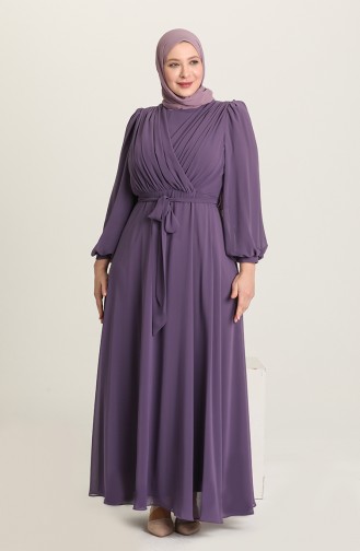 Violet Hijab Evening Dress 6020-07