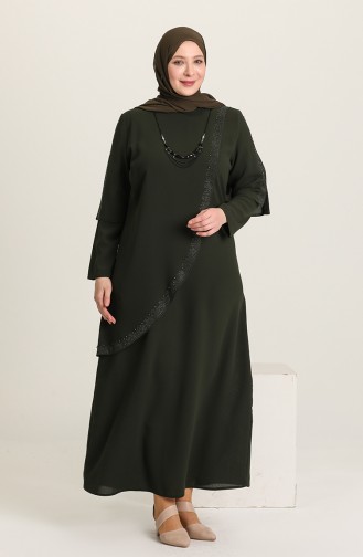 Khaki İslamitische Avondjurk 2048-03