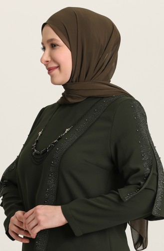 Khaki İslamitische Avondjurk 2048-03