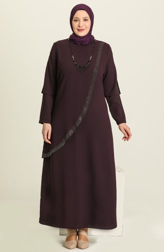 Plum Hijab Evening Dress 2048-04