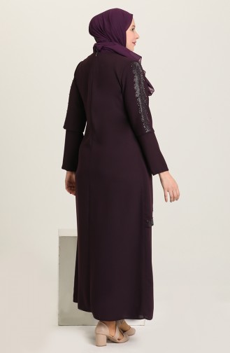 Plum Hijab Evening Dress 2048-04